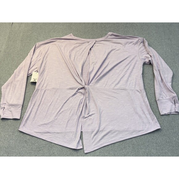 Xersion Shirt Womens 2X Purple Long Sleeve Open Back Thumb Holes Soft NEW - Picture 1 of 9